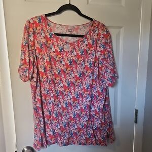Kim Rogers 2X Short Sleeve Floral Tee